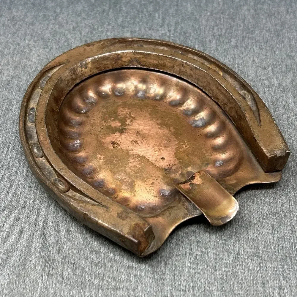 Vintage Gregorian Copper 529 Lucky Horseshoe Ashtray MCM Western Decor USA Made
